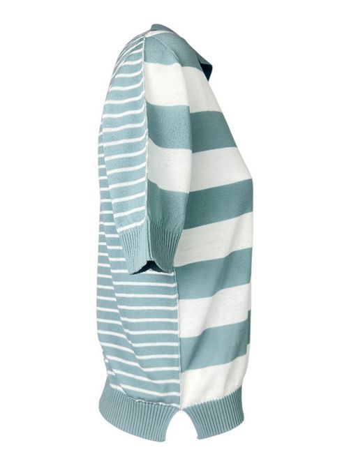 polo donna a righe acqua e bianco A rovescio | 2637/7465